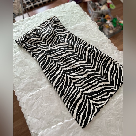 EUC VTG 90s L zebra stripe strapless dresss cotton/lycra side slits - Picture 8 of 16